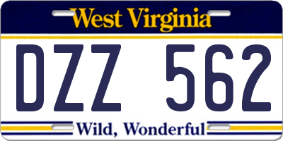 WV license plate DZZ562