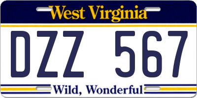 WV license plate DZZ567