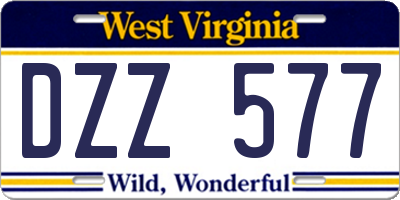 WV license plate DZZ577