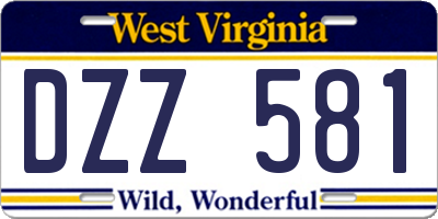 WV license plate DZZ581