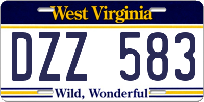 WV license plate DZZ583
