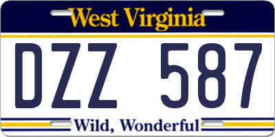 WV license plate DZZ587