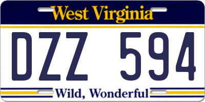 WV license plate DZZ594