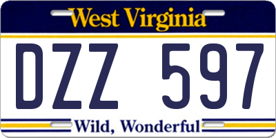 WV license plate DZZ597