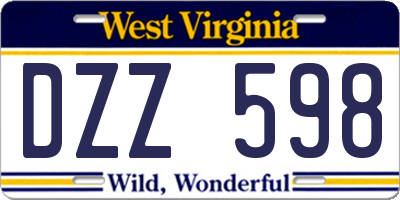 WV license plate DZZ598