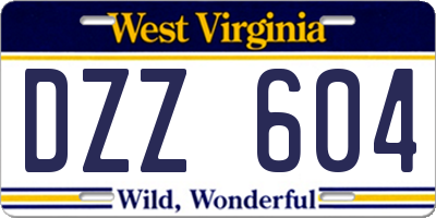 WV license plate DZZ604