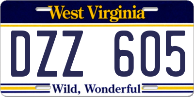 WV license plate DZZ605