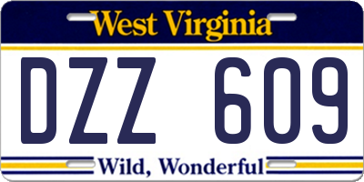 WV license plate DZZ609