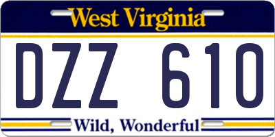 WV license plate DZZ610