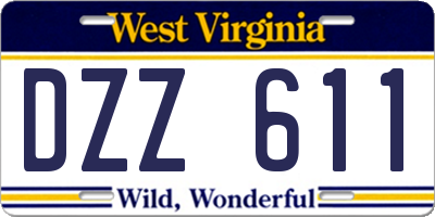 WV license plate DZZ611