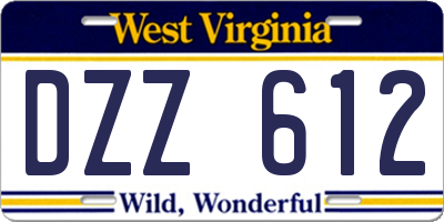 WV license plate DZZ612