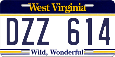 WV license plate DZZ614