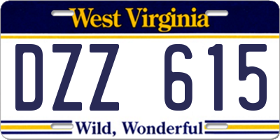 WV license plate DZZ615