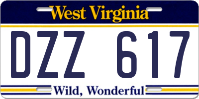 WV license plate DZZ617