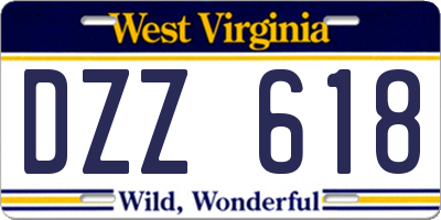 WV license plate DZZ618