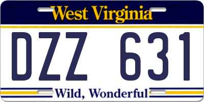 WV license plate DZZ631