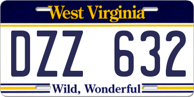 WV license plate DZZ632
