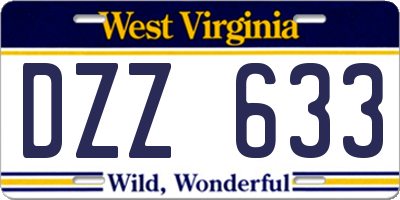 WV license plate DZZ633