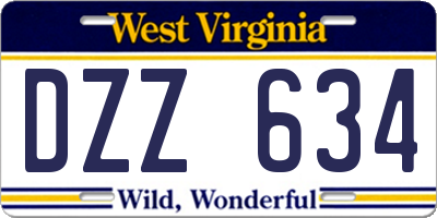 WV license plate DZZ634