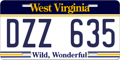 WV license plate DZZ635
