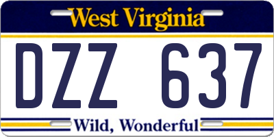 WV license plate DZZ637