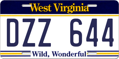 WV license plate DZZ644