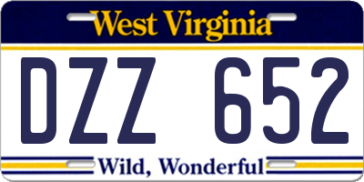 WV license plate DZZ652