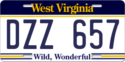 WV license plate DZZ657