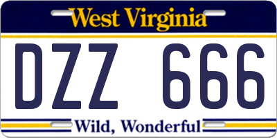 WV license plate DZZ666