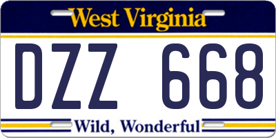 WV license plate DZZ668