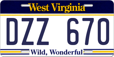 WV license plate DZZ670