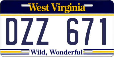 WV license plate DZZ671