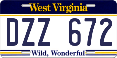 WV license plate DZZ672