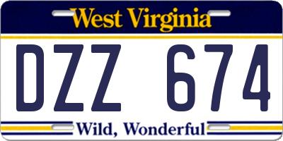 WV license plate DZZ674