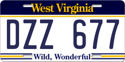 WV license plate DZZ677