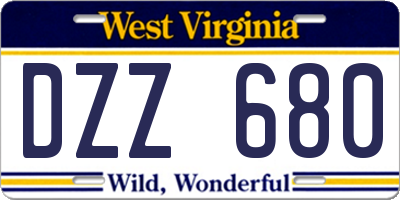 WV license plate DZZ680