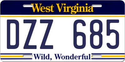 WV license plate DZZ685