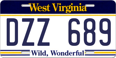 WV license plate DZZ689