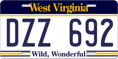 WV license plate DZZ692