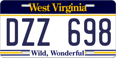 WV license plate DZZ698