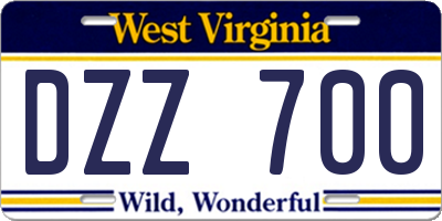 WV license plate DZZ700