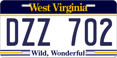 WV license plate DZZ702