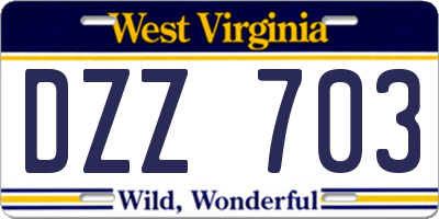 WV license plate DZZ703