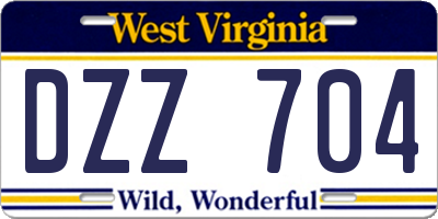 WV license plate DZZ704