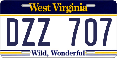 WV license plate DZZ707