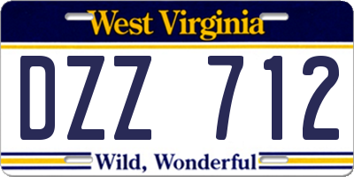 WV license plate DZZ712