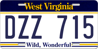 WV license plate DZZ715