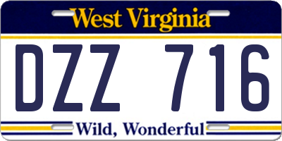 WV license plate DZZ716