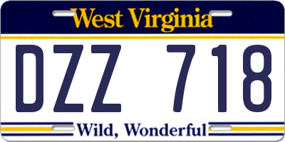 WV license plate DZZ718