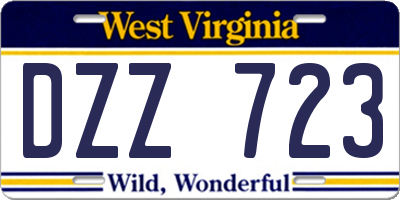 WV license plate DZZ723